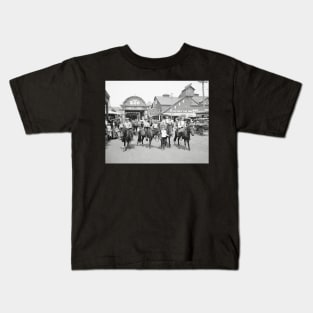 Pony Riders at Coney Island, 1904. Vintage Photo Kids T-Shirt